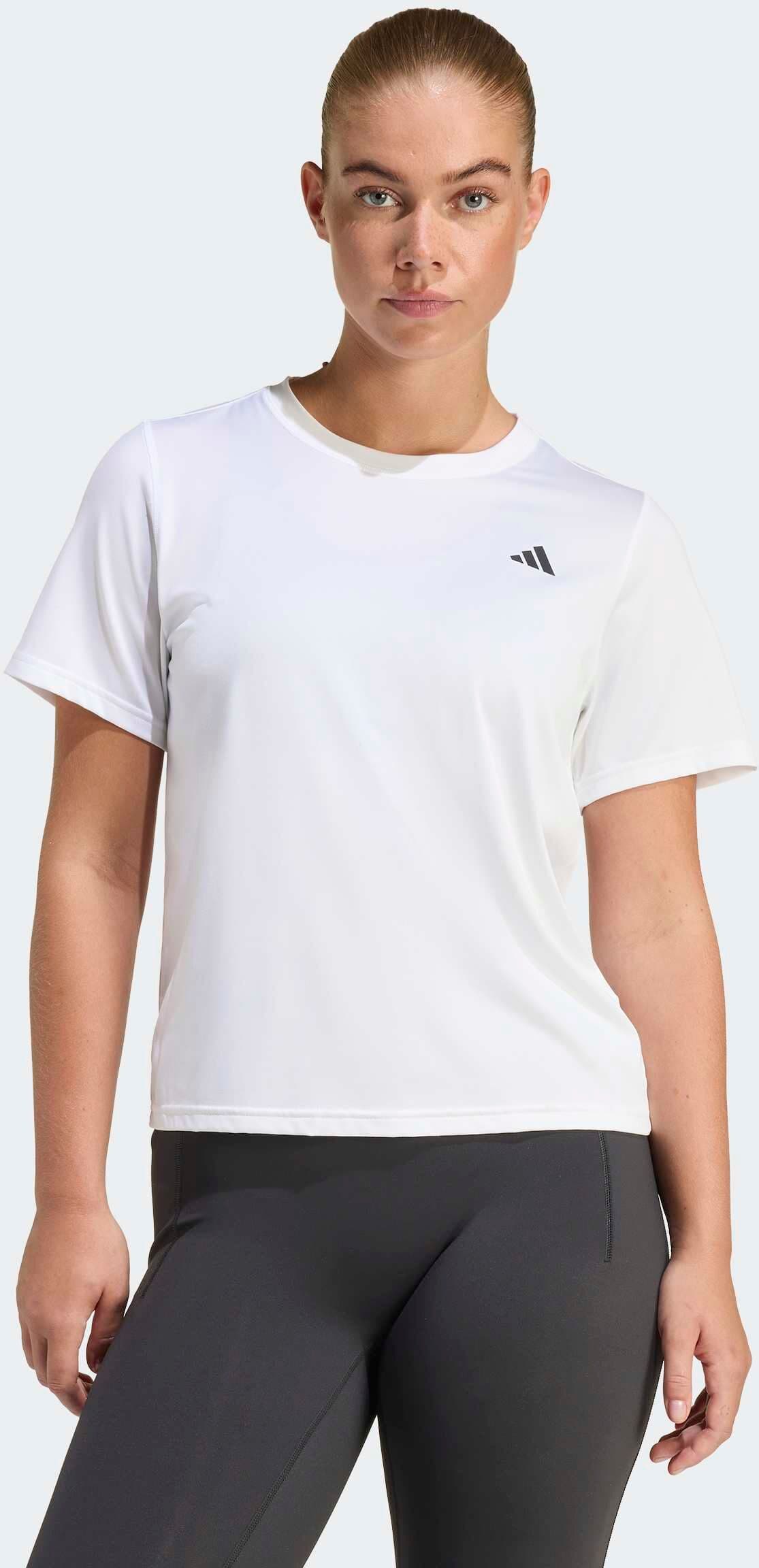T-Shirt ADIDAS PERFORMANCE "WORKOUT ESSENTIALS", Damen, Gr. XL, weiß, Obermaterial: 93% Polyester, 7% Elasthan, Rundhals, Shirts T-Shirt, für Erwachsene, mit Rundhalsausschnitt, ohne Verschluss, aus Polyester weiß XL