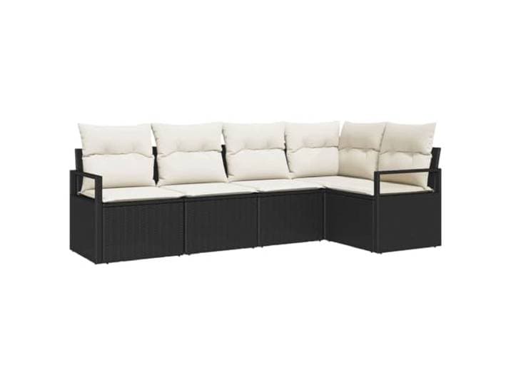 vidaXL Bankstel met kussen 5 pcs Zwart poly rattan, Tuin en terras, moderne modulaire buitenbank, lichtgewicht en UV-bestendig poly rieten design voor lounge in de zomer