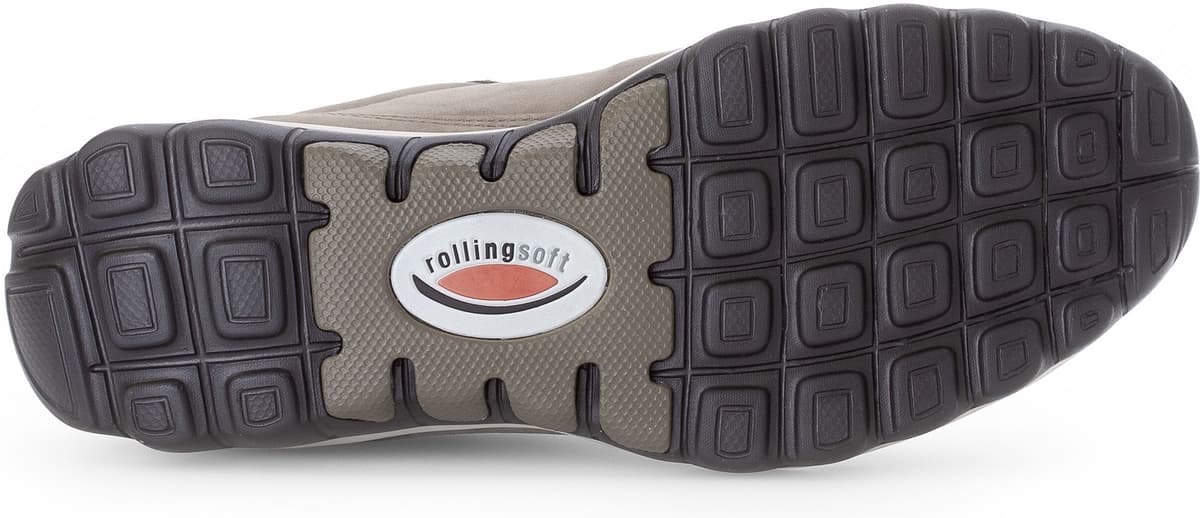 Keilsneaker GABOR, Damen, Gr. 38, Leder Textil, grau (schlamm), Nubukleder, unifarben, Schuhe Keilsneaker, mit Logoschriftzug an der Ferse, Freizeitschuh, Halbschuh, Schnürschuh schlamm 38, Leder Textil