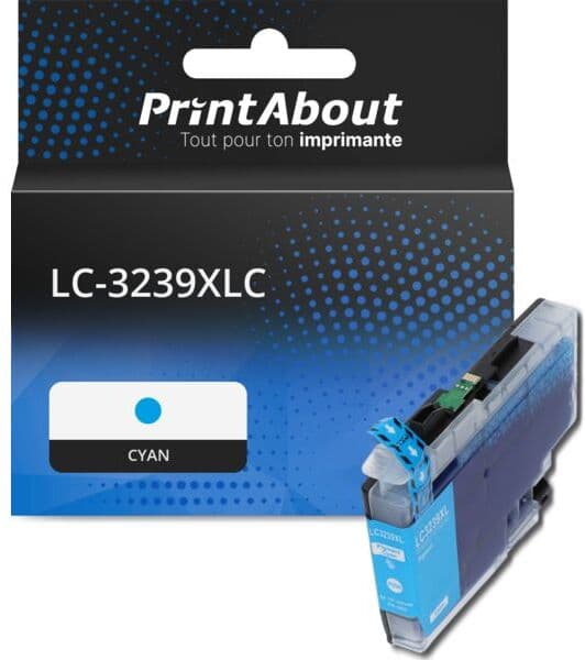 Cartouche PrintAbout compatible pour Brother LC-3239XLC - Cyan - Grande capacité