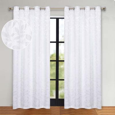 Superior Leaves Botanical Room Darkening Grommet Curtain Panels Set of 2, Machine Washable Window Treatments