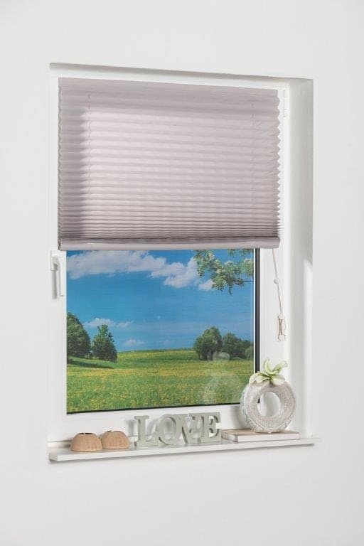Plissee K-HOME "COMO, ohne Bohren, freihängend, Lichtschutz" Gr. 3, grau, B:60cm H:130cm, Obermaterial: 100% Polyester, Plissees, Plissee grau 130cm, einseitig verschiebbar, 60cm