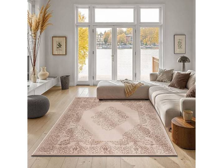 the carpet Knight Tapis de salon élégant de haute qualité velours court doux effet 3D éléments design Beige foncé 80 x 300 cm