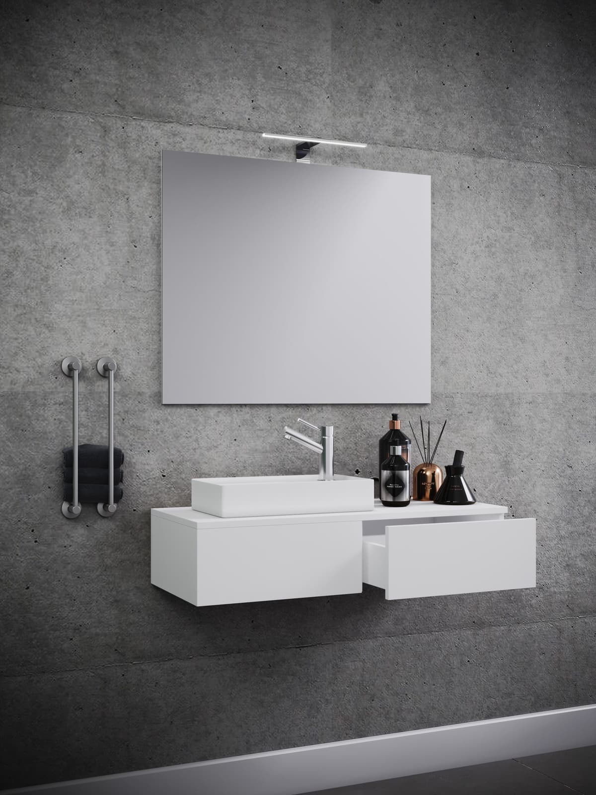 Waschtisch VCM "3-tlg Gäste WC Waschplatz Waschtisch Gudas Spiegel", weiß, B:85cm T:35cm, Waschtische, Waschtisch