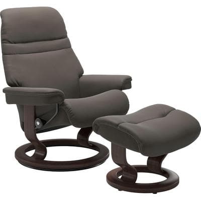 Relaxsessel STRESSLESS "Sunrise", grau (metal grau paloma), B:79cm H:103cm T:73cm, Leder BATICK: BATICK ist ein leicht korrigiertes, durchgefärbtes und genarbtes Möbelleder, bei dem die meisten Unebenheiten und Spuren in der Regel entfernt...
