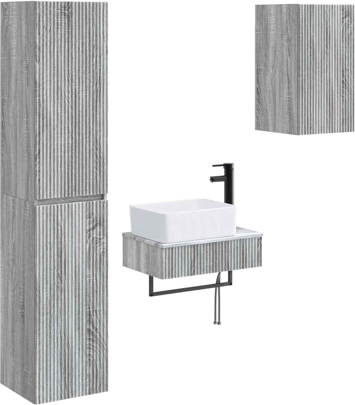 vidaXL Ensemble de mobilier de salle de bain 3 pc Sonoma gris