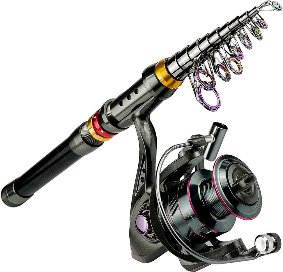 GHOTDA 1.8-3.6m Carbon Fiber Fishing Rod And Reel Combo Super Hard Telescopic Fishing Pole Spinning Reel Kit Max Resistance 3-8kg Pesca