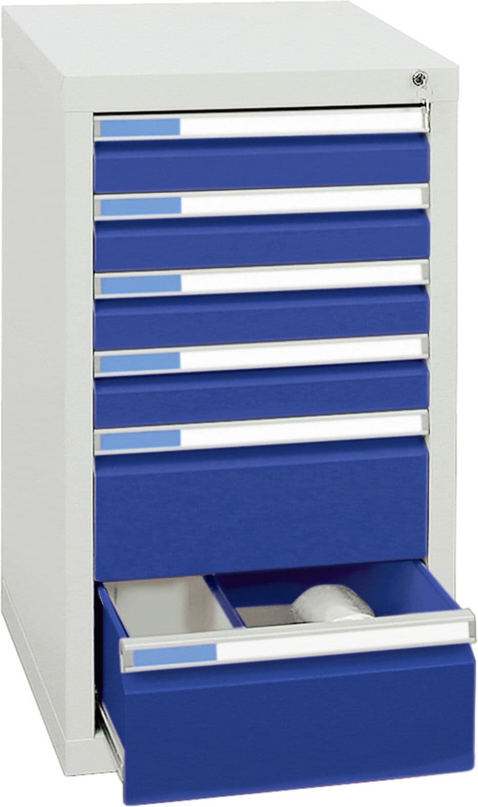 Stumpf Schubladenschrank Serie ESTA, 6 Schubladen enzianblau (4x100, 2x200mm) ; Stumpf Metall (7601574)