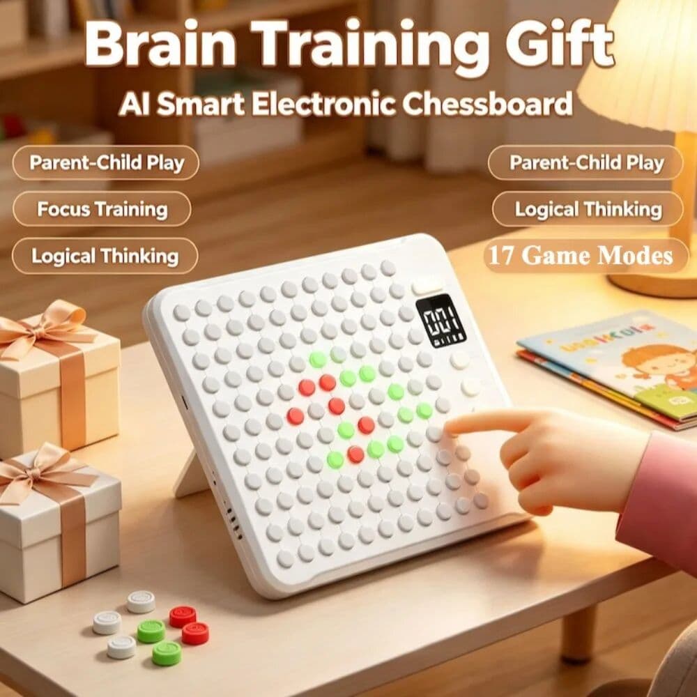NONE 17 in 1 Multifunctional Smart Board Game Electronic Chess Backgammon Go Tic-Tac-Toe Whack-a-Mole Combe for Family Tabletop Toy