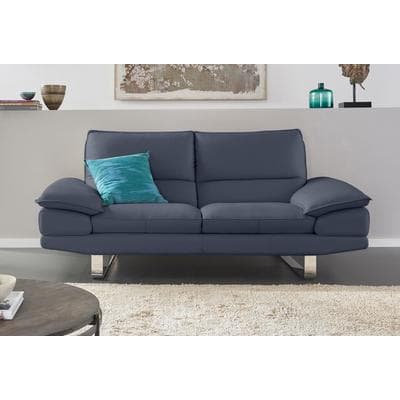 2,5-Sitzer CALIA ITALIA "Dave, Sitzkomfort der Extraklasse, extra bequeme Armlehnen", blau (dunkelblau), B:201cm H:87cm T:97cm, Leder BULL - 100% Leder;Leder SORRRENTO - 100% Leder, Sofas, mit Kufenfuß, in zwei Lederqualitäten