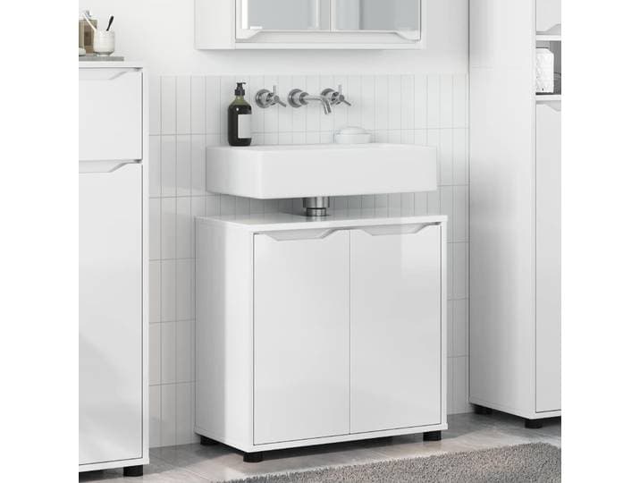 vidaXL Badezimmerwaschbecken-Schrank Hochglanz Weiß 60 x 30 x 60 cm