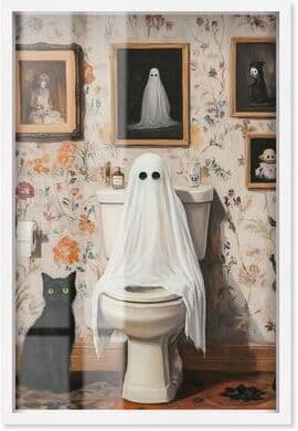 Spooky Bathroom Halloween Art Decor Shadowbox Print by Art Remedy
