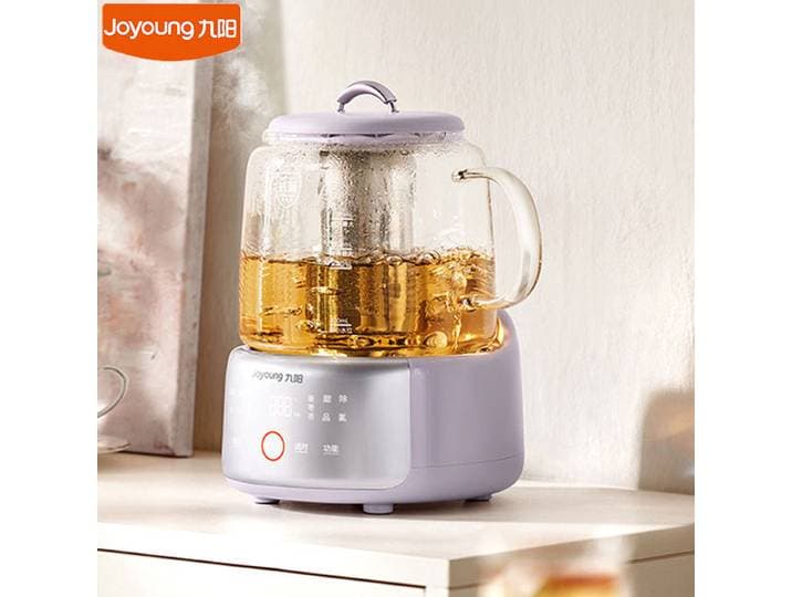 Bouilloire Électrique Santé Joyoung Violette 1000W Chauffage Rapide Théière en Verre Borosilicate Haute Qualité K15D-WY106