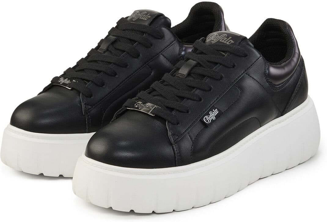 Sneaker BUFFALO "Buffalo QUEEN ONE", Damen, Gr. 41, schwarz (schwarz, lila), Polyurethan, Schuhe Sneaker