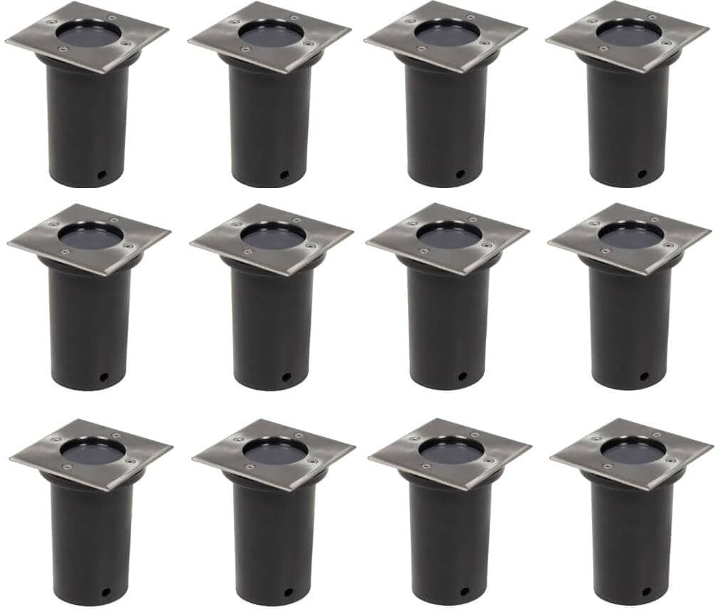 vidaXL 12 pcs Lampes encastrables au sol d'extérieur Carré