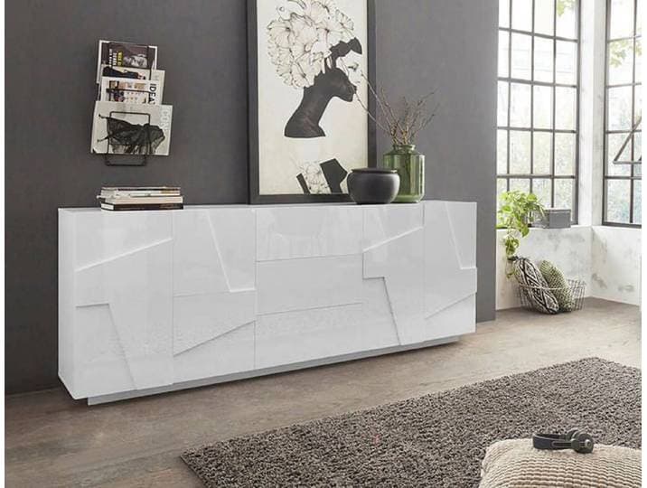 Buffet Zeus 224 1 x 44 2 x h86 cm blanc brillant
