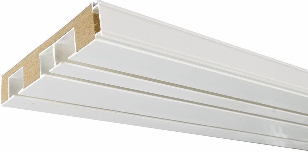 Vorhangschiene LIEDECO Gr. 3, weiss (weiß), L:180cm, Holzwerkstoff, Kunststoff, Gardinenstangen, Vorhangschiene weiß B/L: 180cm, 3 läufig