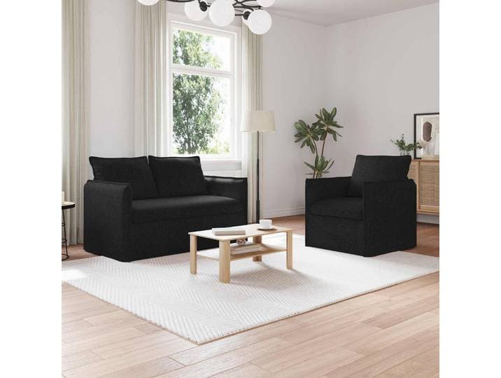 vidaXL Sofa Set 2 stk. Schwarz Stoff