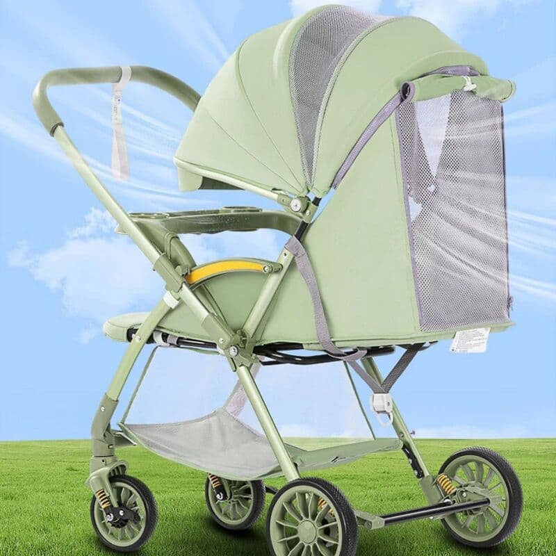 Warm house Bi-directional High Landscape Baby Stroller Can Sit or Lie Down Four Wheel Shock Absorber Stroller Lightweight Foldable Handcart