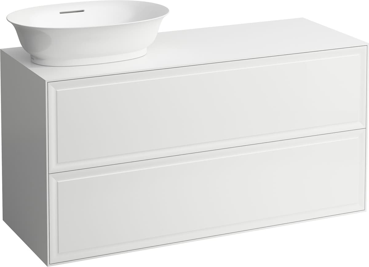 LAUFEN Le nouveau meuble à tiroirs / buffet H4060830856311 117,5x60x45,5cm, 2 tiroirs, découpe pour lavabo à gauche, blanc brillant