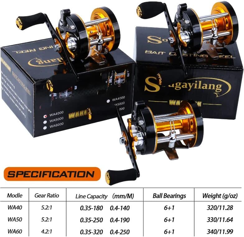 Sougayilang WA SeriesTrolling Fishing Reel 6+1BB Max Drag 25Kg Casting Reel Used for Freshwater/saltwater Fishing De Pesca