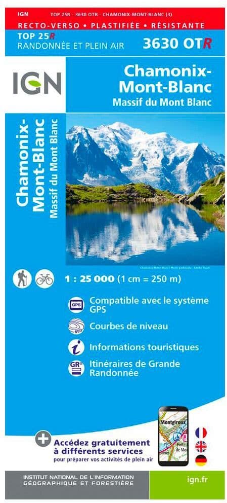IGN  - 3630OTR Chamonix-Mont-Blanc, Massif du Mont Blanc - Résistante - Carte
