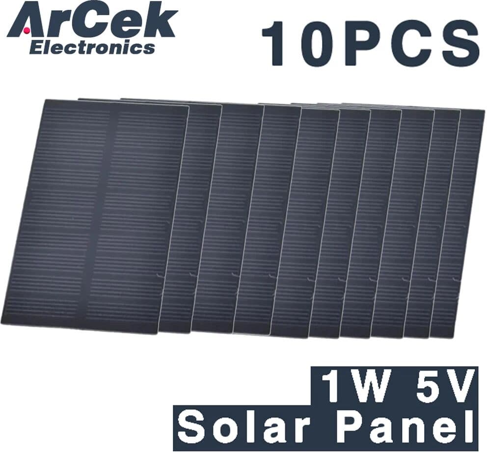 Carooles 10PCS Solar Panel 1W 5V 107*61mm 200mA Solar Panel Monocrystalline Silicon Solar Cell for Cellular Phone Charger Home Light Toy