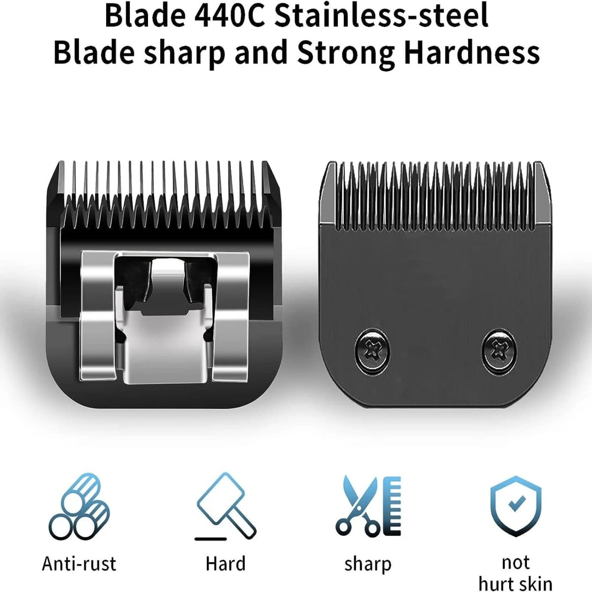 NONE Black Detachable Pet Dog Grooming Clipper Stainless Steel Blades Set,Compatible with Andis,Oster A5,Wahl KM10 Series Clippers