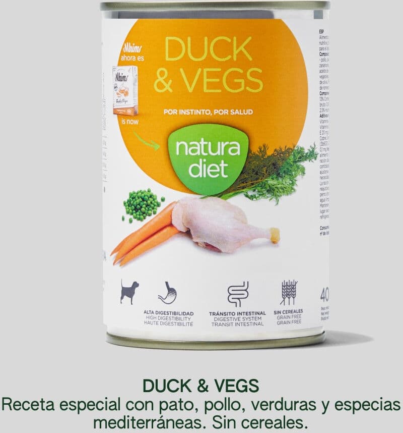 Natura Diet Duck & Vegs para Perros Latas 400 gr