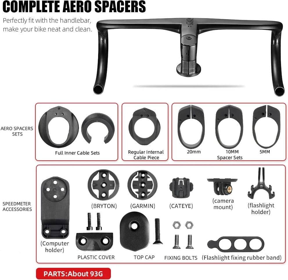 RYET JAWBONE Full Carbon Road Bike Integrated Handlebar Ultralight Full Inner Cable Bicycle Handle bar Cycling Product Accessories