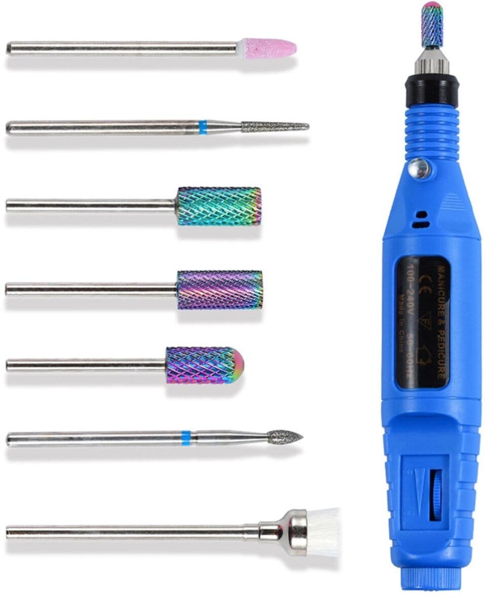 INF Ensemble de fraises pour ongles en céramique et alliage - 7 pièces multicolores pour e-file, enlèvement de gel,