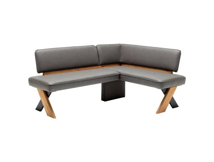 Venda Eckbank, Dunkelgrau, Holz, Wildeiche, massiv, L-Form, 208x155 cm, seitenverkehrt erhältlich, in verschiedenen Holzarten erhältlich, in verschiedenen Größen erhältlich, Stoff-/Lederauswahl, Esszimmer, Bänke, Eckbänke