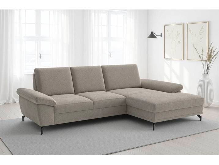 Ecksofa SIT & MORE Chelsea L-Form, B: 264 cm, Armteil- & Sitztiefenverstellung , beige (stone), B:264cm H:89cm T:174cm, 100% Polyester, Sofas, Ecksofa, Couch optional mit Schlaffunktion und Bettkasten, Sitzhöhe 45 cm