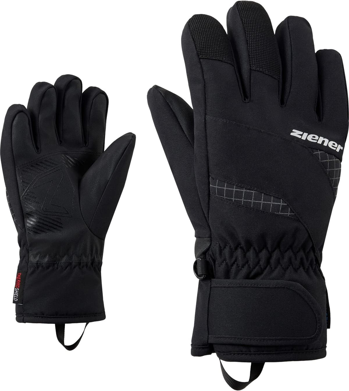 Skihandschuhe ZIENER "LUUKI-Z AQUASHIELD JUNIOR", Kinder, Gr. 5,5, schwarz, Kunstfaser, Handschuhe Skihandschuhe, wasserdicht, winddicht, atmungsaktiv, warmes Fleece Futter