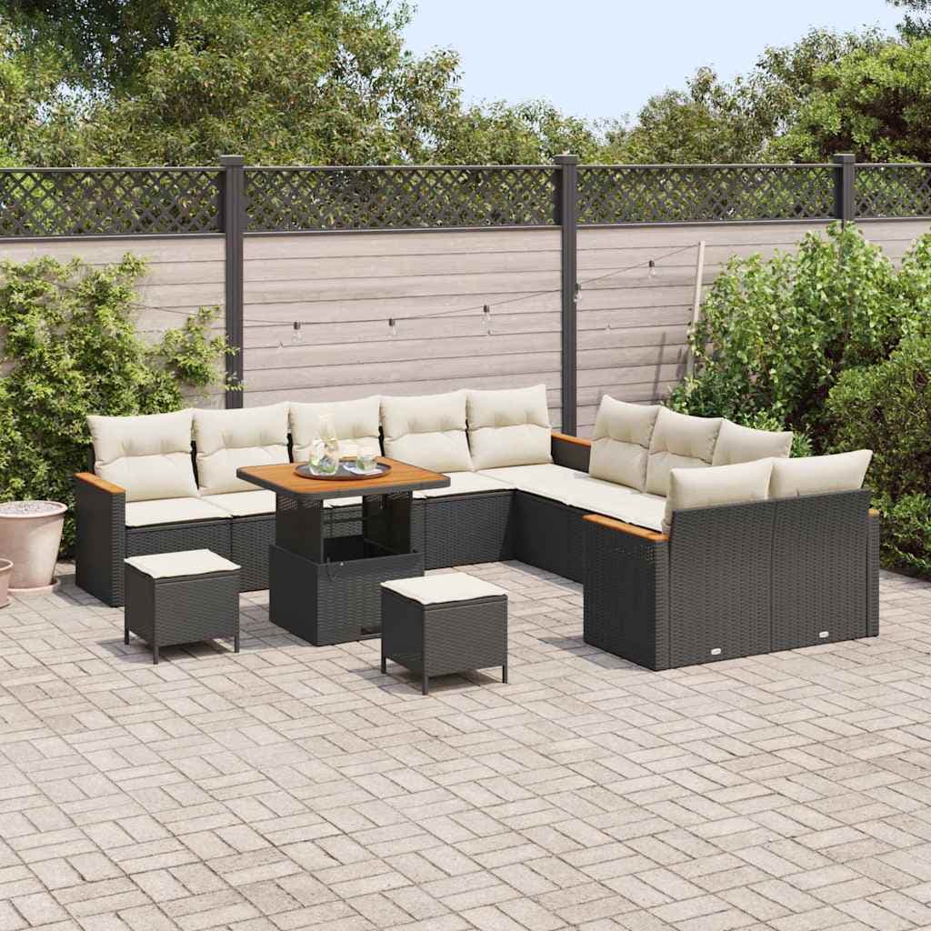 vidaXL Ensemble de canapé de jardin 13 pc 12-Nombre de places Noir