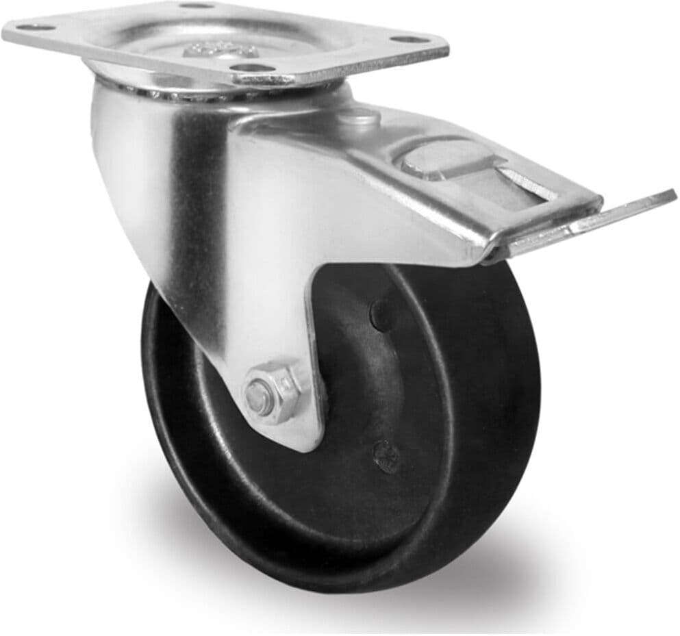CASCOO Lenkrolle mit Totalfeststeller ø 125 mm Serie C4C4 Gleitlager (TPP31W0125C4C4P0N)