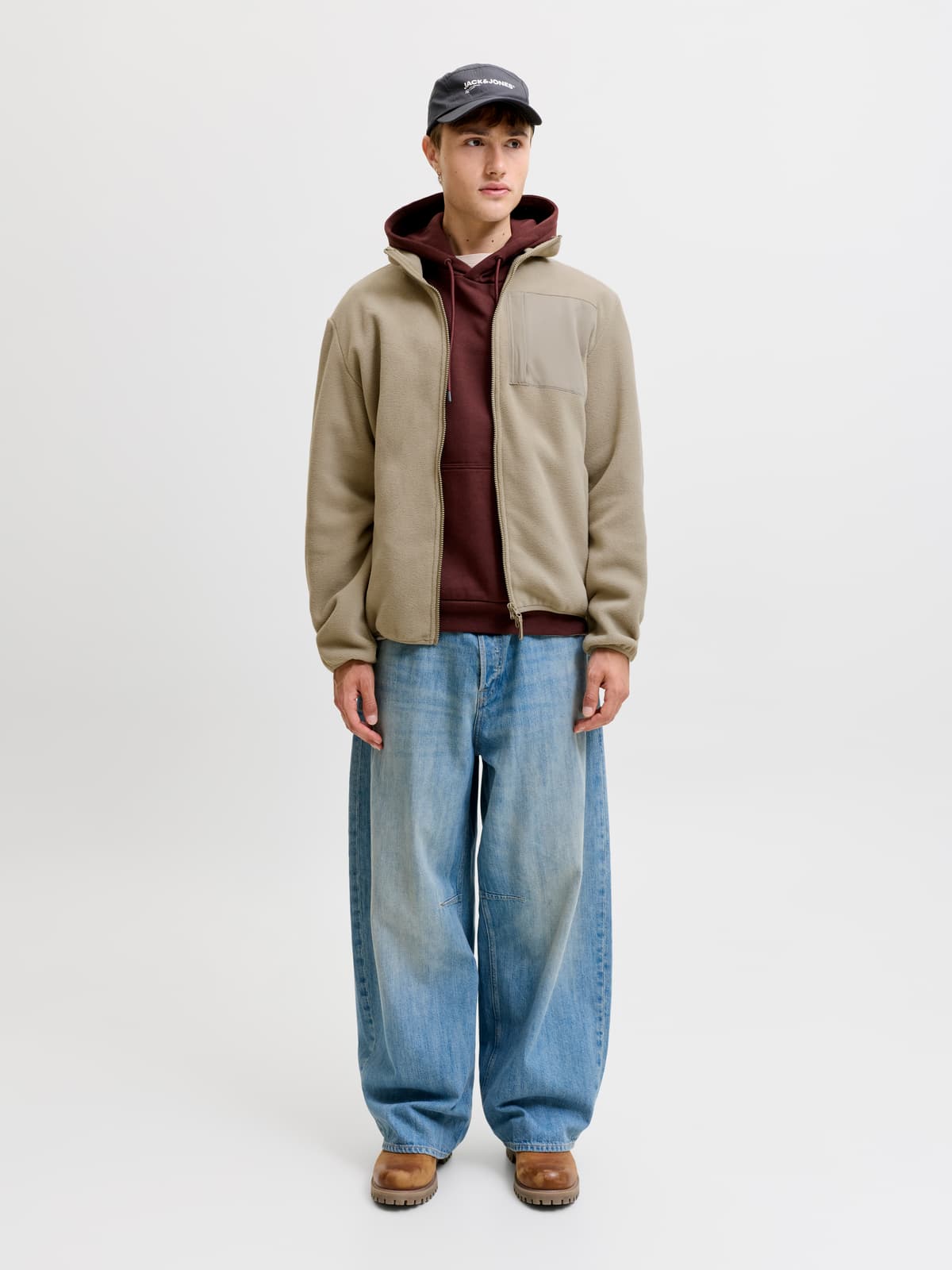 Fleecejacke JACK & JONES "JJEMASON FLEECE SN", Herren, Gr. XS, winter twig, Sweatware, Obermaterial: 100% Polyester, unifarben, regular fit normal, elastischer Bund, Jacken Fleecejacke, Kunstfaser, regular fit winter twig XS