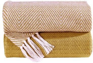 COZY TRENDS COLLECTION Cozy Cotton Elegance: Handmade 50''x60'' Throw Blankets (Set of 2) with Tassels