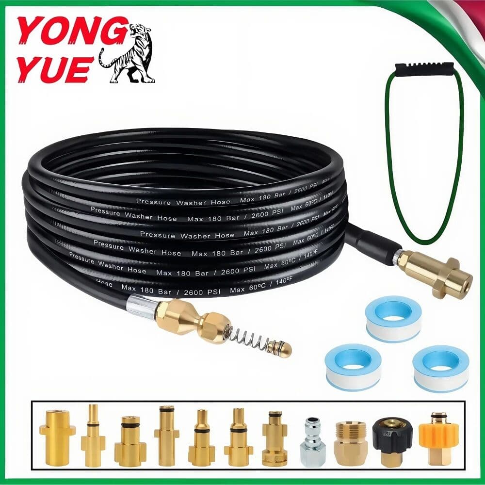 NONE 3~50m Sewer Drain Water Cleaning Hose High Pressure Washer Hose Pipeline Cleaning Kit Sewer Jetting Nozzle For Karcher Nilfisk