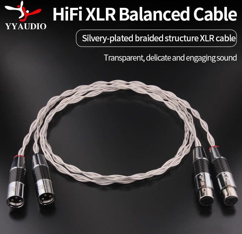 YYAUDIO Hifi XLR Cable 1 pair  OCC Silver-plating and Copper 2 XLR Male to Female Audio Cable