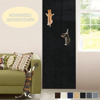 Uplifted Finds Trimmable Self Adhesive Cat Scratching Mat Carpet Furniture Protector black 30 X 300 Cm