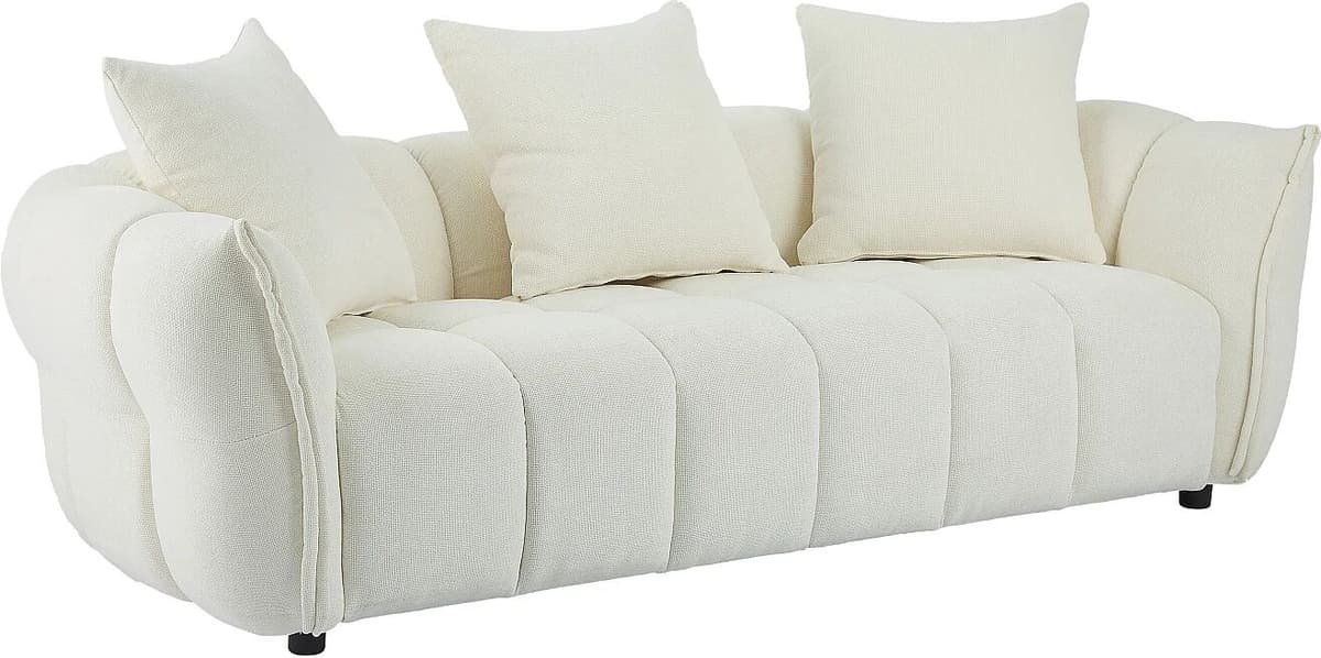 Vente-unique Canapé 3 places en tissu texturé blanc cassé KIMACA