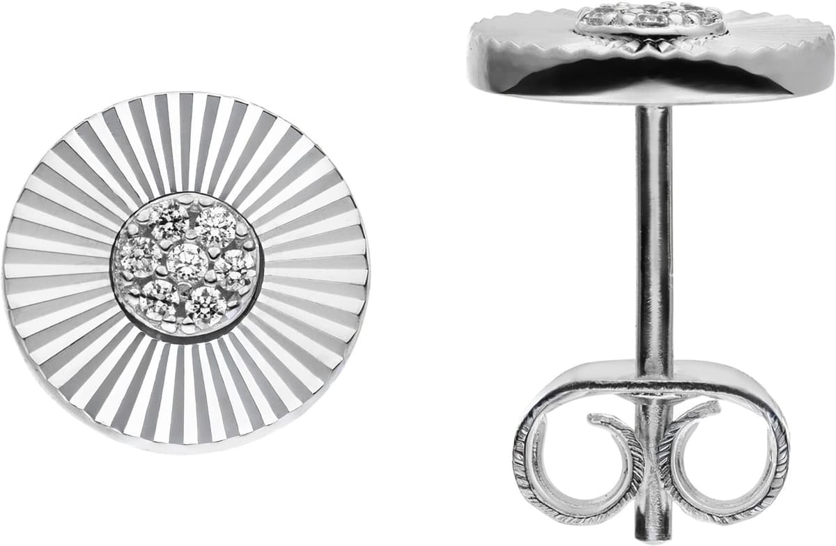 Paar Ohrstecker JOBO "Ohrringe Teller 8 mm", silber (silber 925, weiß), Ohrringe, Damen, 8,8mm, Silber 925 (Sterlingsilber), 925 Silber mit 14 Zirkonia