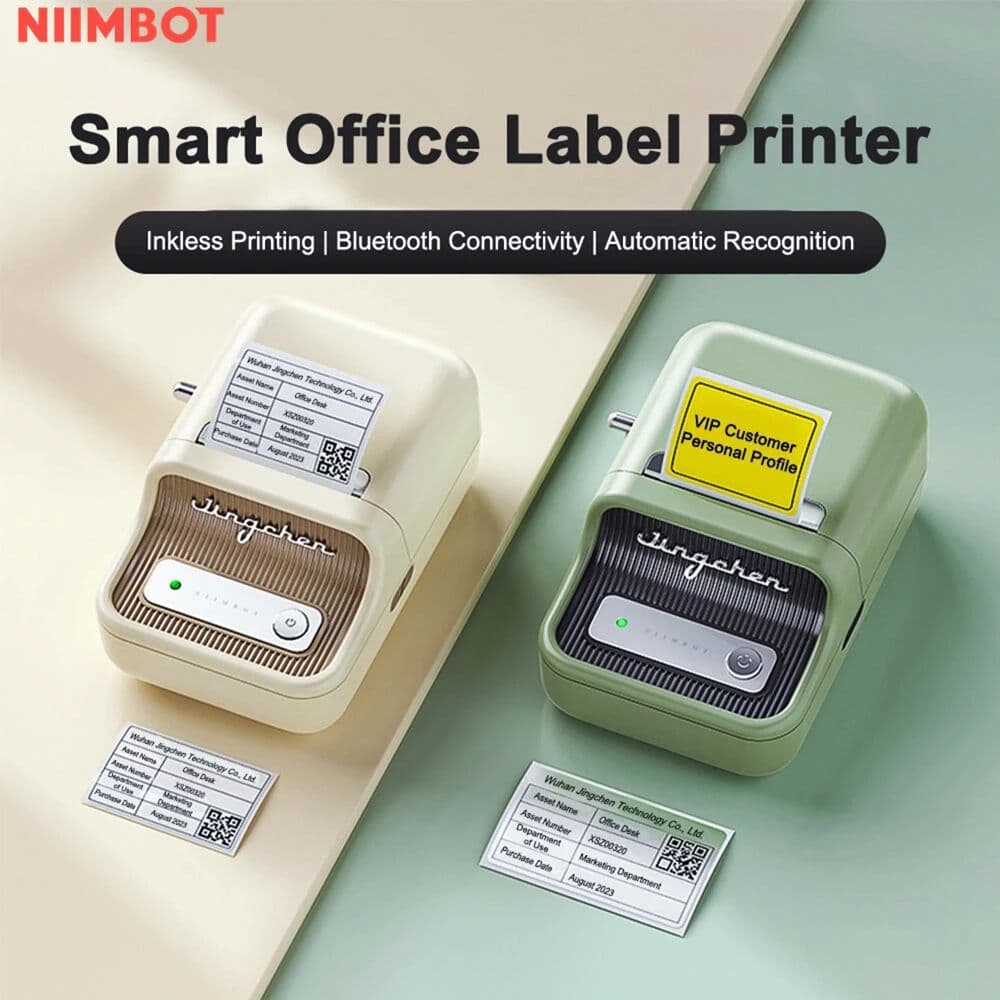 kankeirr NIIMBOT B21 Label Printer Portable Wir-eless Bluetooth Thermal Label Maker Sticker Printer Color Clear label paper with printer