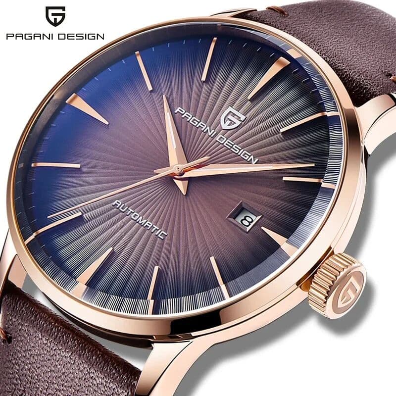 PAGANI DESIGN PD2770 Men Self-Winding Mechanical Watch Blue Sunburst Dial Business Casual Stainless Steel Watch