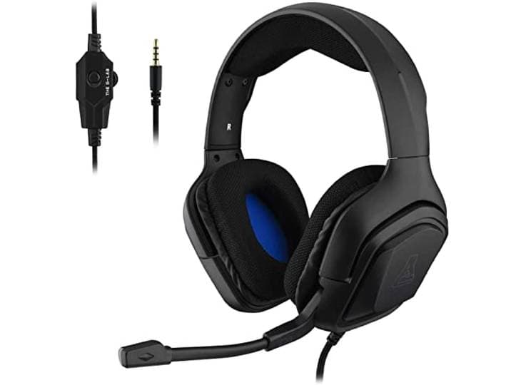 The G-LAB Korp COBALT Gaming Headset - Microfoon Stereo Hoofdtelefoon, Ultralicht, Basgitaar Headset - Microfoon 3,5 mm-Aansluiting voor PC PS4 PS5 Xbox One Mac Nintendo Switch Tablet Smartphone (Zwart)