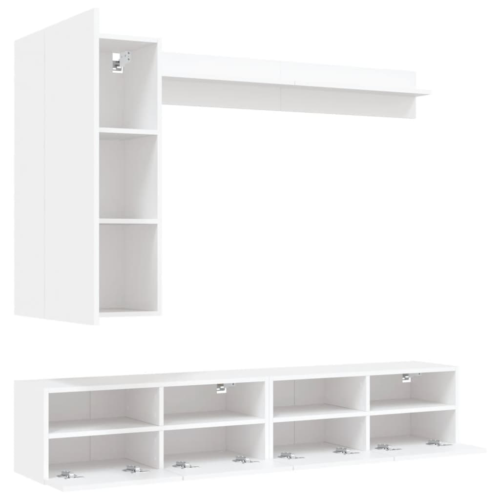 vidaXL Unités murales TV 5 pcs blanc bois d'ingénierie