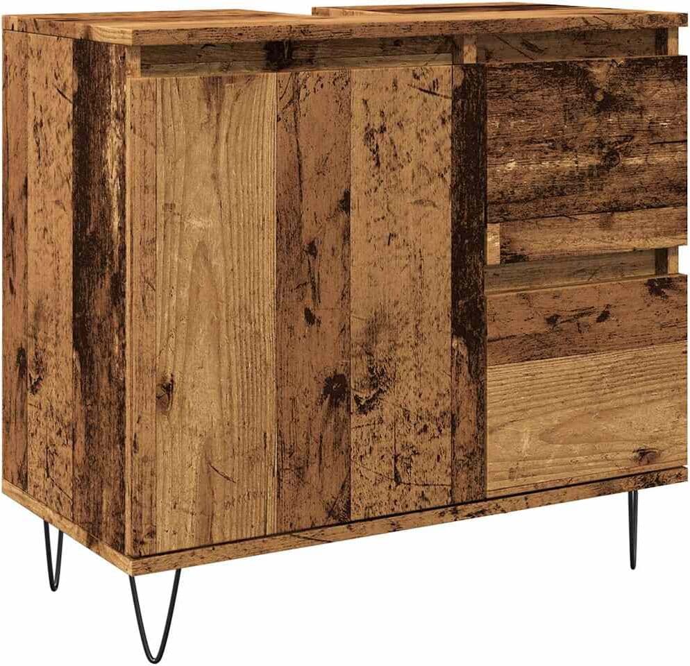 vidaXL Armoire de lavabo de salle de bain vieux bois 65x33x60 cm