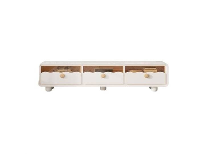 Vfs8dQ5kt Medieneinheit Weißer TV-Schrank mit abgerundeten Ecken, modernes, minimalistisches Wohnzimmer