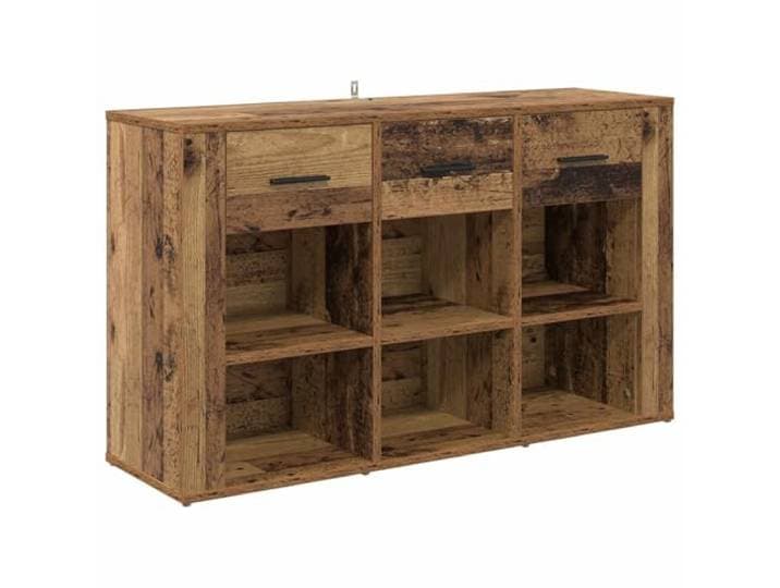 Fisinber Sideboard Altholz-Optik 100x30x59,5 cm Kommode aus Holzwerkstoff Rustikaler Anrichte-Schrank mit Schubladen und Regalfächern für Wohnzimmer, Essbereich oder Flur, belastbar bis 60 kg.